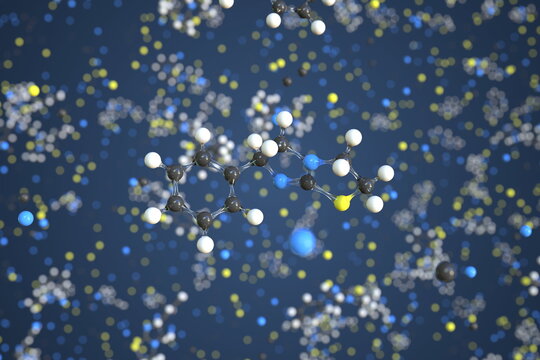 Levamisole molecule. Conceptual molecular model. Chemical 3d rendering