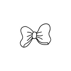 Single hand drawn ribbon bow. Vector illustration in doodle style.