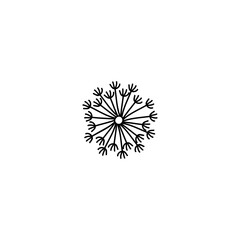 Single hand drawn dandelion. Vector illustration in doodle style. Isolate on a white background.
