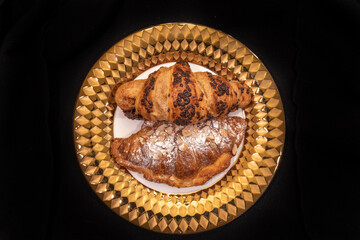 Chocolate and almond croissants 