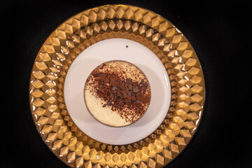 Tiramisu on gold plate