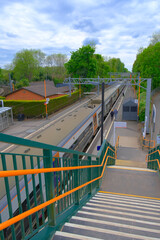 Fototapeta premium Passenger Train Railway Station, Worcestershire, England UK.