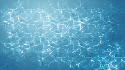 Fototapeta na wymiar Blue and clear water texture. Swimming pool rippled water background