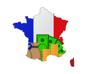 Economic growth in France concept, 3D rendering isolated on white background