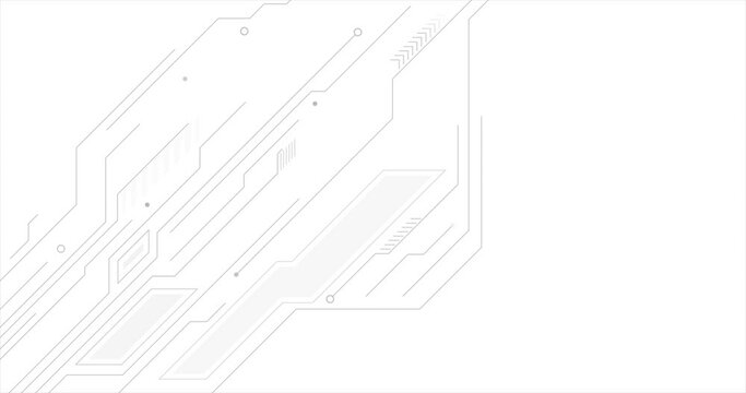 Tech grey futuristic circuit board lines abstract motion background. Video animation 4K 4096x2160
