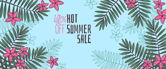 Hand drawn summer banner Vector.