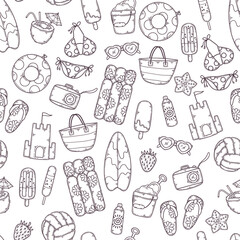 Hand drawn summer elements collection Vector.
