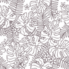 Hand drawn tropical seamless pattern Vector.