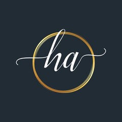 HA Initial Letter handwriting stylish Logo designs Symbol