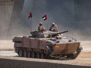 Abu Dhabi, UAE - Feb.20.2013: UAE Armed forces BMP-3 IFV (Infantry Fighting Vehicle)  in IDEX 2013 military exibition