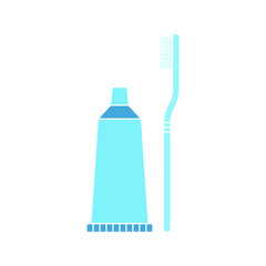 Toothbrush icon. Toothbrush with toothpaste. Vector illustration.