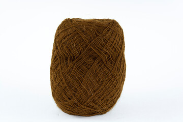 brown yarn wool for knitting isolated