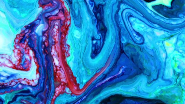 Close-up Of Abstract Colorful Fluid Paint Background Textured. 