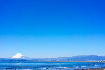 【神奈川県 江ノ島】湘南の海と富士山