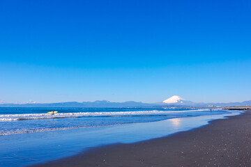 【神奈川県 江ノ島】湘南の海と富士山