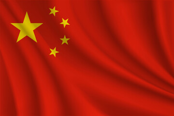 Chinese realistic wavy flag vector