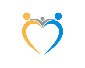 Happy family with love shape logo