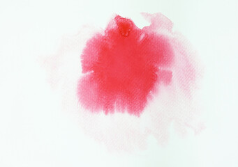 Red watercolor spread on white background,Abstract color,Abstract ink 