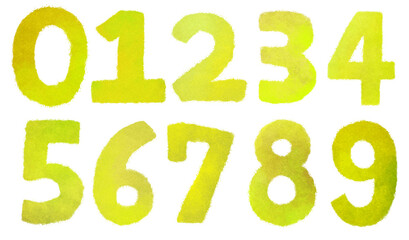 数字　明るい　黄緑色　イラスト