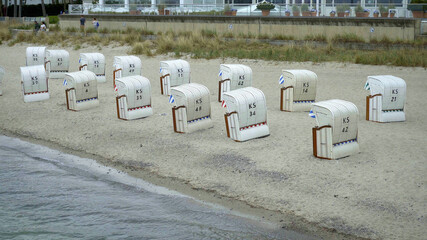 Beach baskets on the Baltic Sea at Timmendorf Beach in Germany - travel photography