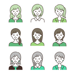 笑顔の女性1 シンプルな線画イラスト