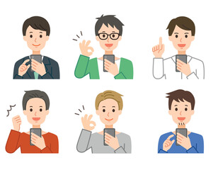 スマホを操作する男性1 シンプルなイラスト素材