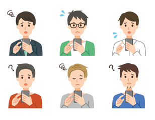 スマホを操作する男性2 シンプルなイラスト素材