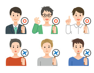 ジャッジする男性 シンプルなイラスト素材