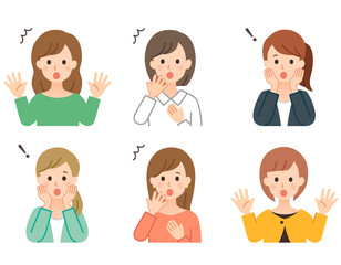 ビックリしている女性 シンプルなイラスト素材