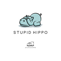 Hippo logo cartoon vector illustration