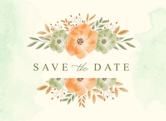 Save the date background with beautiful bouquet floral watercolor
