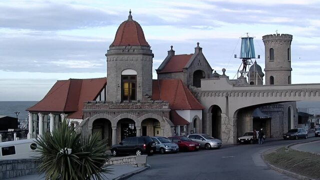The Tower of the Monk (Torreon del Monje), a Small Castle and Iconic Building on the Seafront in Mar del Plata, Buenos Aires Province, Argentina.  