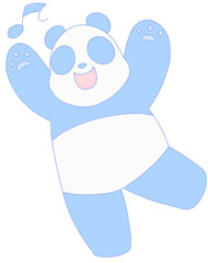 楽しそうなパンダ（青色）