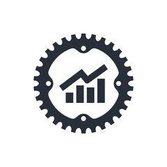 Gear and graph to the top. Continuous improvement of the workbench. Vector icon isolated on white background.