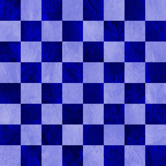 Fototapeta premium Blue checkered chess board background. Polished marbled stone textured squares. Seamless.