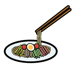 シンプルでかわいい冷やし中華のイラスト