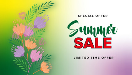 Colorful Luxury Summer sale tropical banner template