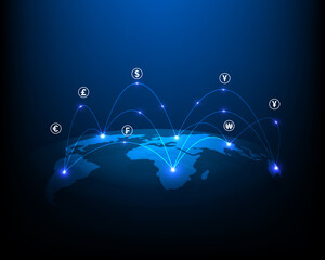 Global business technology network illustration