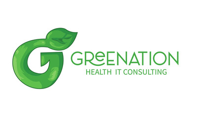 Greenation logo design letter G with a leaf on the end