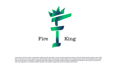 king letter logo f. letter f green gradient logo