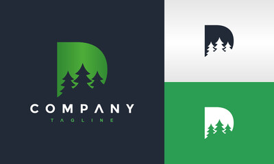 letter P fir tree logo