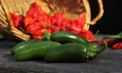 Jalapeno and Cayenne Peppers at rural farmers market
