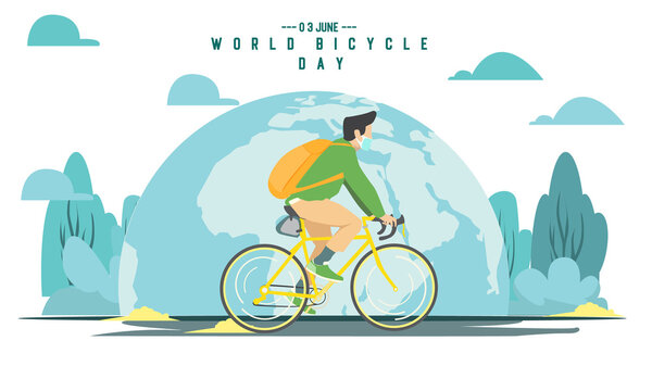 flat design world bicycle day illustration