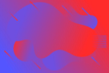 Liquid background in red and blue gradient color with slanted small outline
