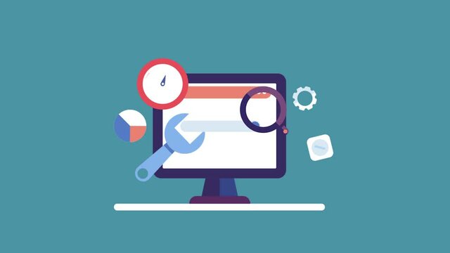SEO software tools, website optimization, search optimization technology, keyword and data analytics, marketing application. 2d animation, 4k video clip.