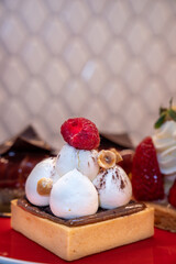 Hazelnut Vanilla tart with raspberry on top