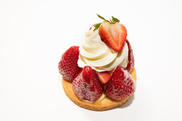 French pastry with strawberries  and whipped cream 