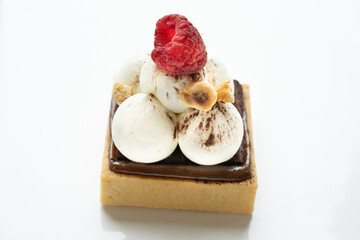 French pastry with strawberries  and whipped cream 