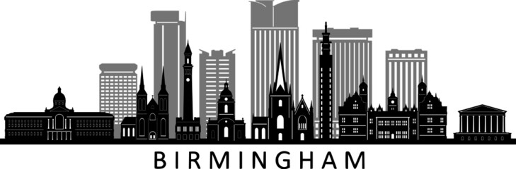 Fototapeta premium BIRMINGHAM England SKYLINE City Silhouette 