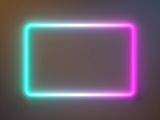 Abstract background. Neon light on wall with empty space for text. 3d render